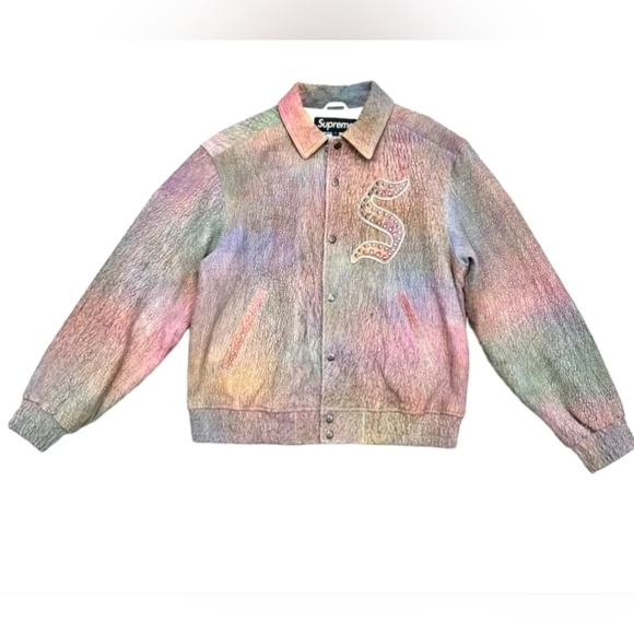 Supreme Multicolored Pebbled Leather Varsity Jacket RARE - Picture 13 of 14